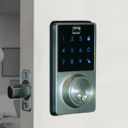 Cerradura Digital PHILLIPS con Llave – Níquel Satinado Modelo SAT 240