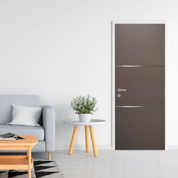 Puerta de Acero Lisa Chocolate con 2 Soleras Horizontale Puerta de Acero Lisa Chocolate con 2 Soleras Horizontales 90cm