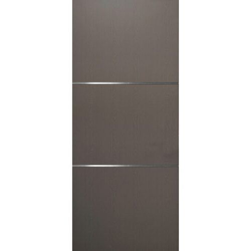 Puerta de Acero Lisa Gris Hinton con 2 Soleras de Aluminio Horizontales 90cm